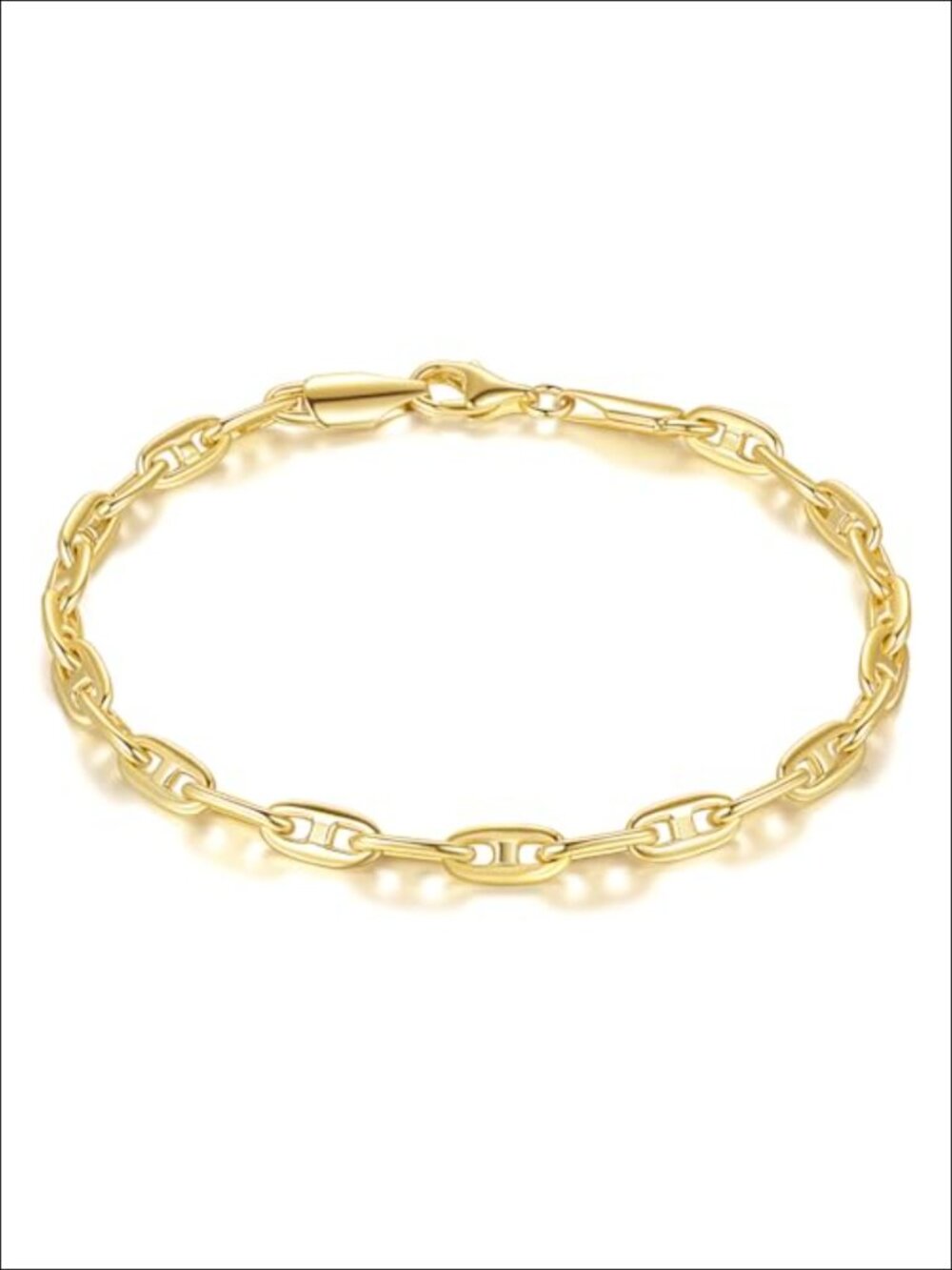 14K Gold Plated Mariner Chain Bracelet, Link Bracelet for Women, Lobster Clasp,